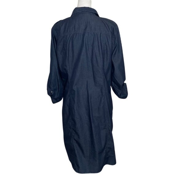 Jones New York Women's Cotton Button-up Shirt Dress Roll Tab Sleeves Sz Large - Picture 2 of 7